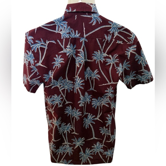 COOKE STREET Maroon & Blue Palm Trees Aloha Hawaiian Shirt Men S Small - Picture 3 of 5